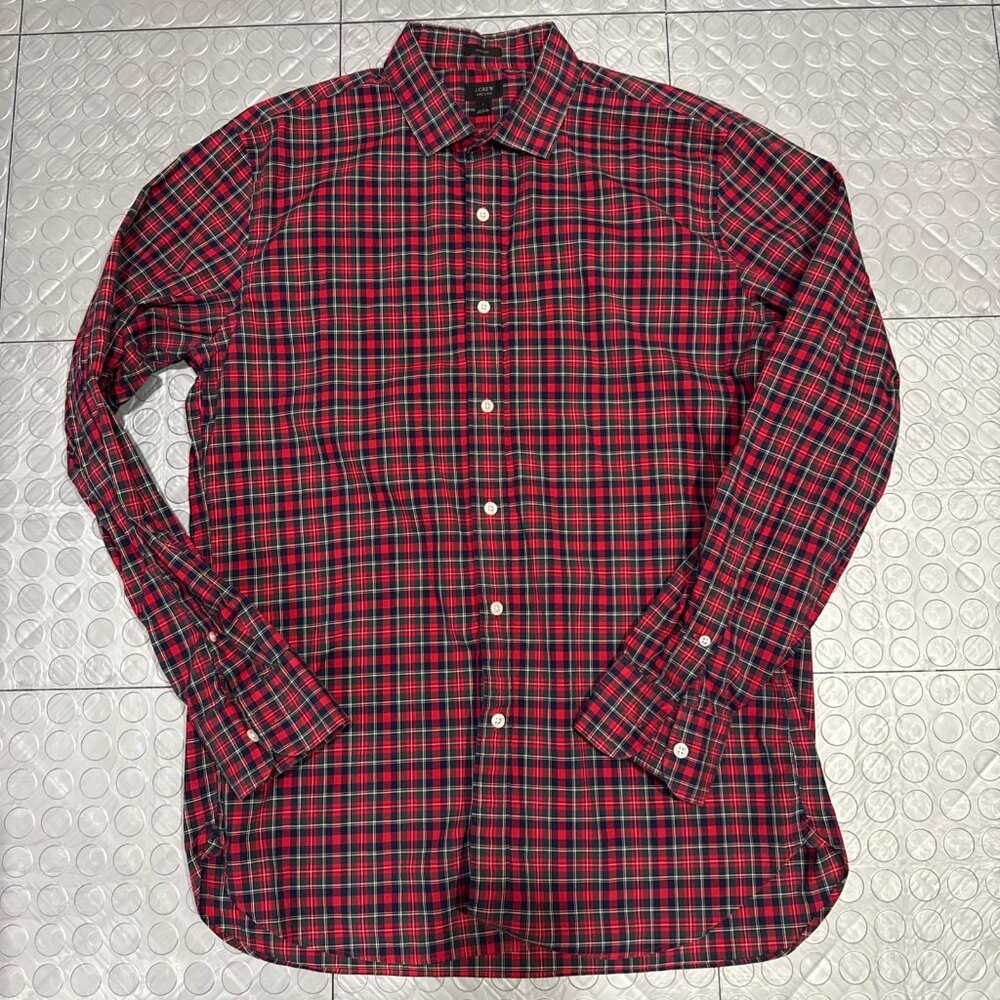 J Crew Ludlow Fit 120s 2-Ply Dress Button Down Shirt Red Holiday Plaid Large